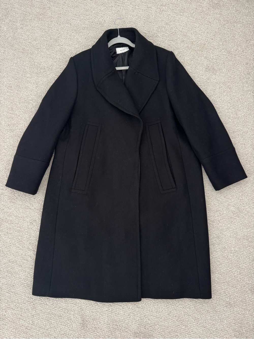Reiss Katia Wool Blend Felt Coat In Black Size US 14/ UK 18 $625 - Picture 3 of 8